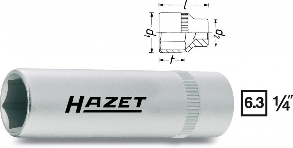 Levně Vnitřní nástrčný klíč 1/4" šestihranný 12mm HAZET 850LG-12 - HA037612