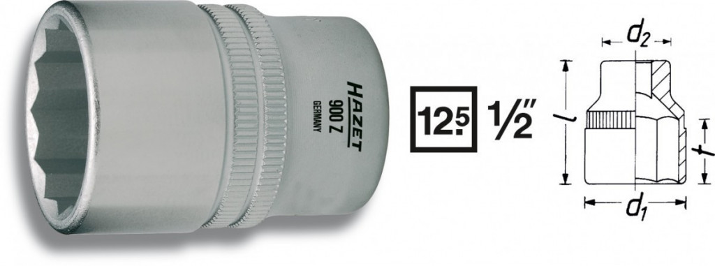 Levně Vnitřní nástrčný klíč 1/2" dvanáctihranný 1" HAZET 900AZ-1 - HA043576