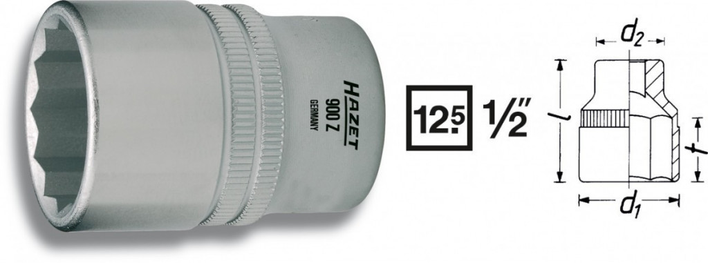 Levně Vnitřní nástrčný klíč 1/2" dvanáctihranný 17mm HAZET 900Z-17 - HA045525