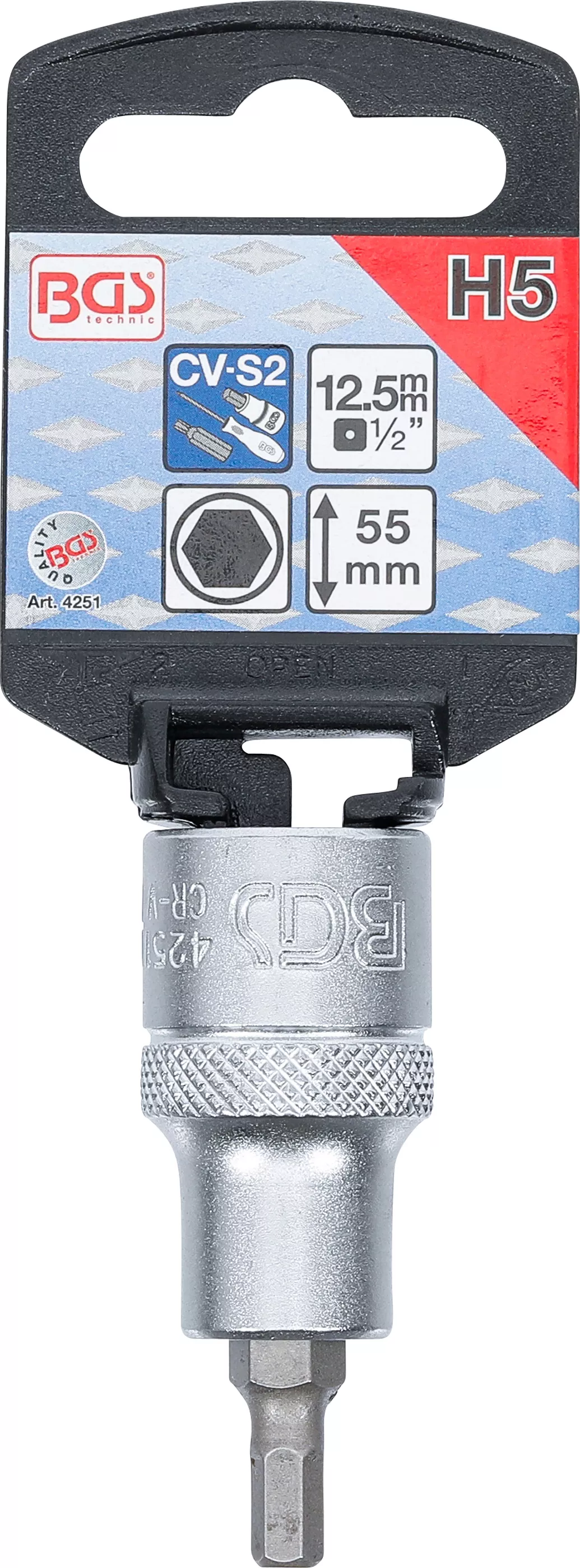 Nástrčná hlavice s bitem HEX 1/2, 5 mm - B4251 Nástrčná hlavice s bitem HEX 1/2, 5 mm - originální balení