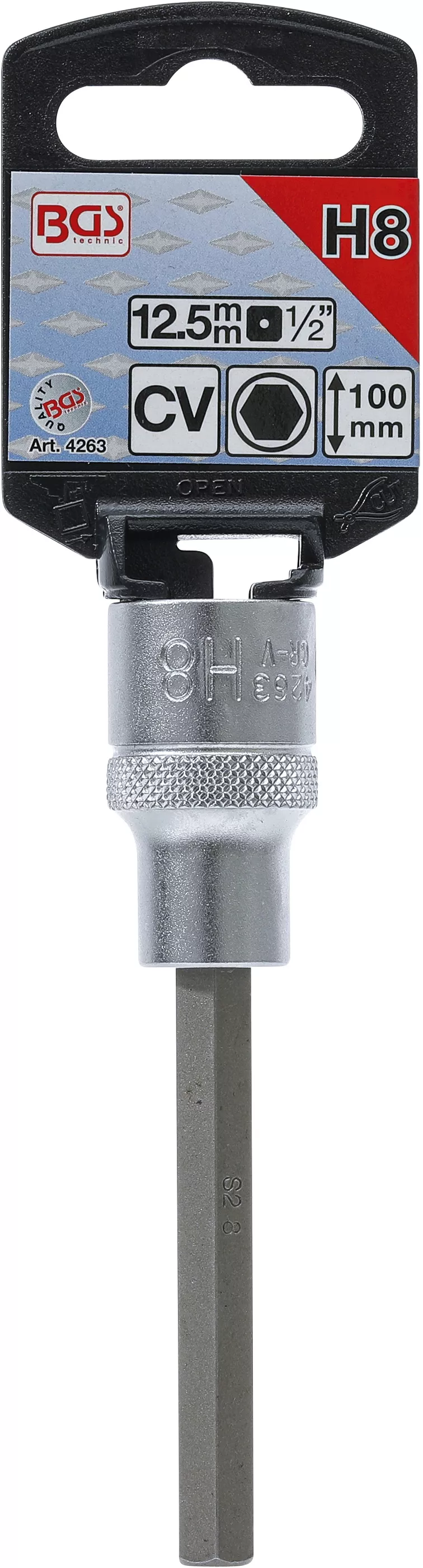 Hlavice s bitem HEX 1/2 palce, 8 mm, prodloužená – originální balení Hlavice s bitem HEX 1/2 palce, 8 mm prodloužená – originální balení