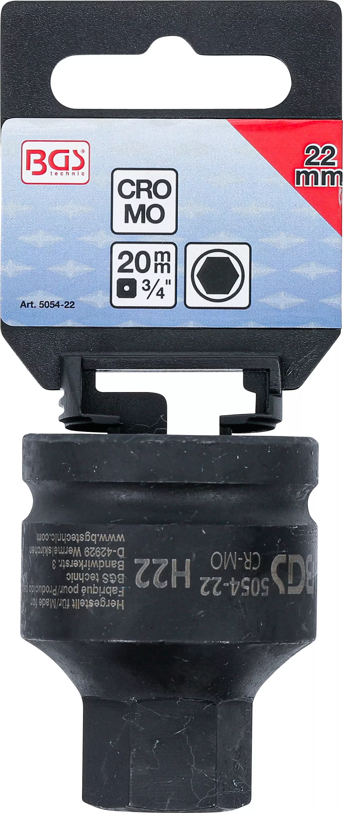 Balení s etiketou rázového nástrčného klíče HEX 22 mm B5054-22 Balení s etiketou rázového nástrčného klíče HEX 22 mm B5054-22