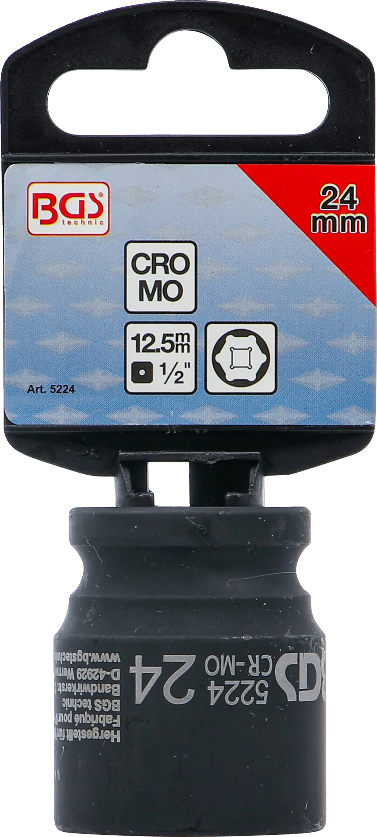 Balení silové nástrčné hlavice 24 mm, BGS - B5224 Balení šestihranné silové nástrčné hlavice BGS 24 mm