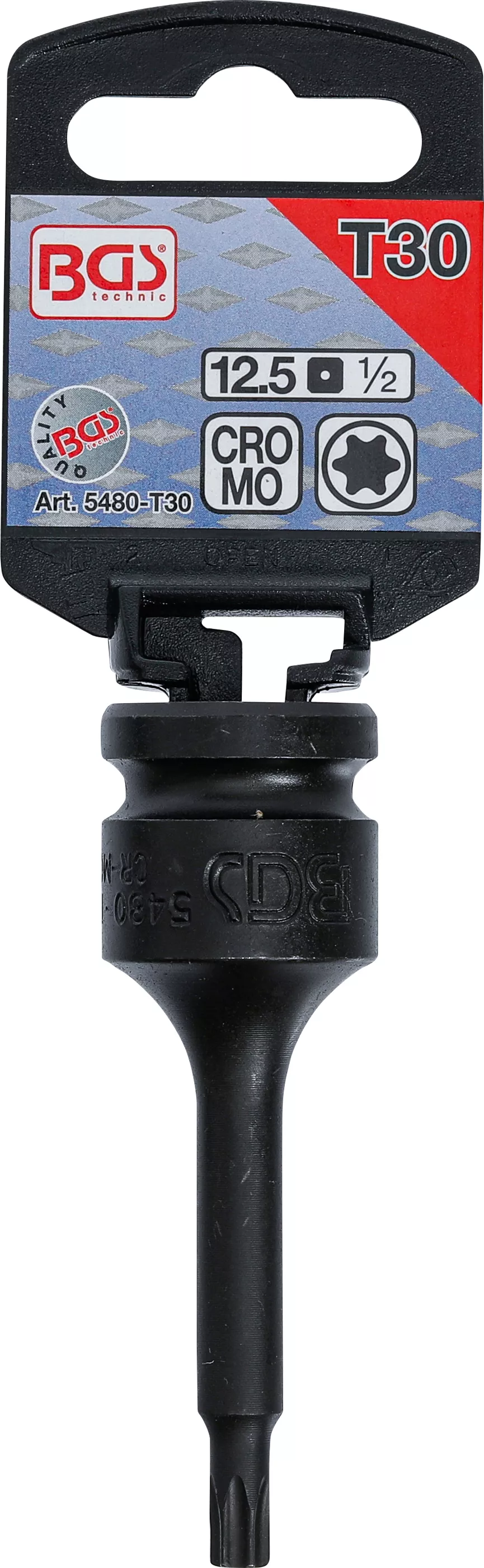 Rázový nástrčný klíč TORX T30 1/2 Boční pohled na rázový nástrčný klíč TORX T30 1/2