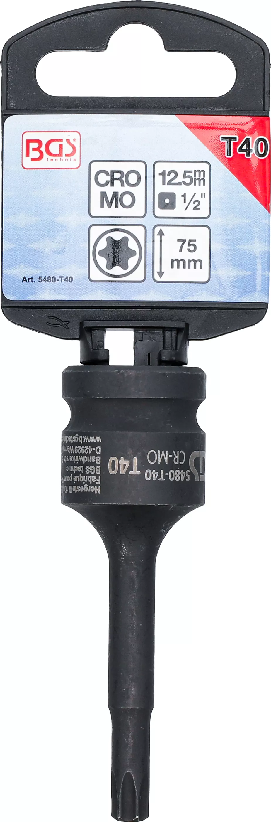 Rázový nástrčný klíč TORX T40 1/2 Boční pohled na rázový nástrčný klíč TORX T40 1/2
