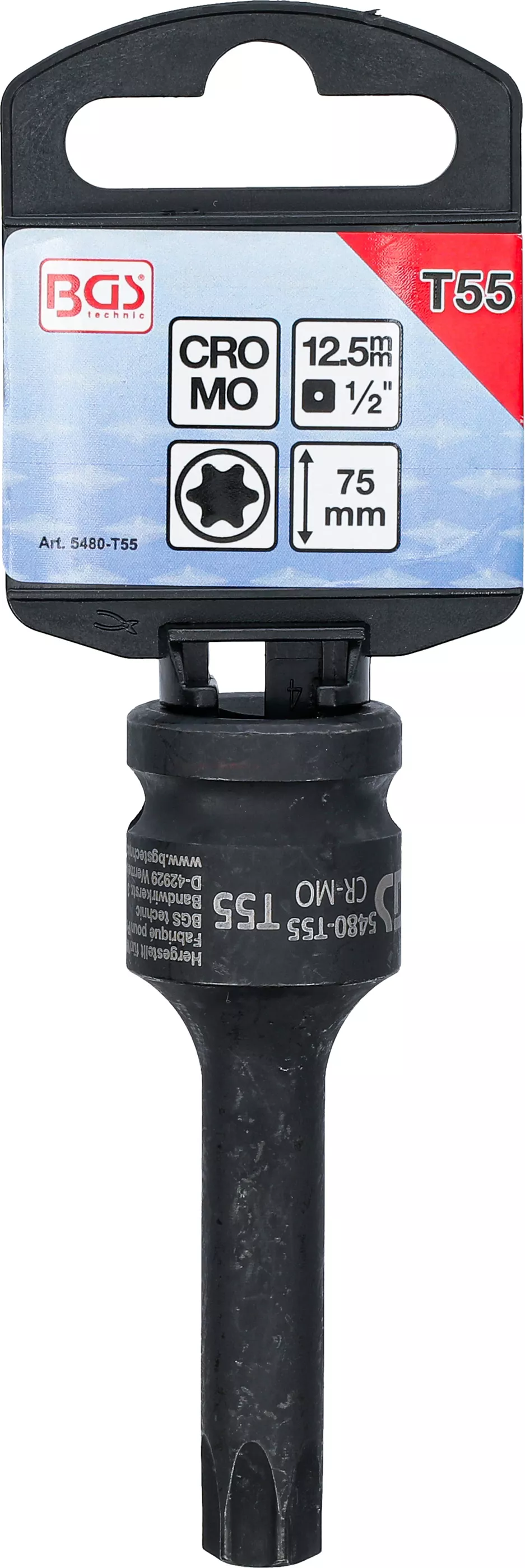 Rázový nástrčný klíč TORX T55 1/2 Boční pohled na rázový nástrčný klíč TORX T55 1/2
