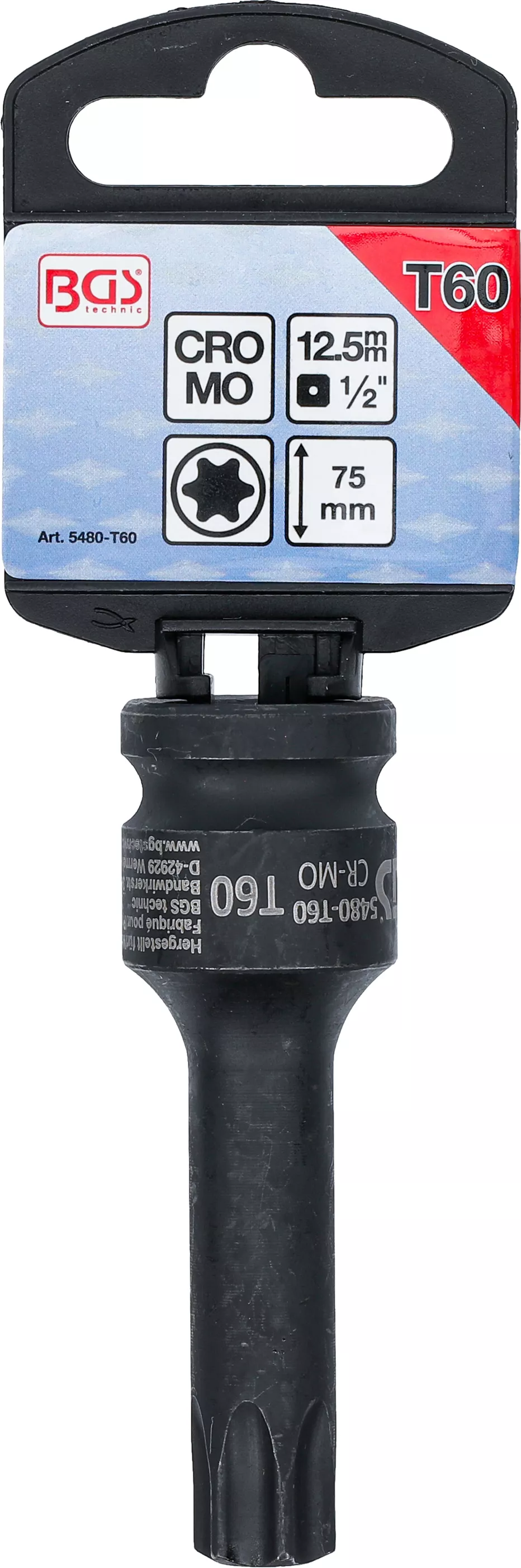 Rázový nástrčný klíč TORX T60 1/2 Boční pohled na rázový nástrčný klíč TORX T60 1/2