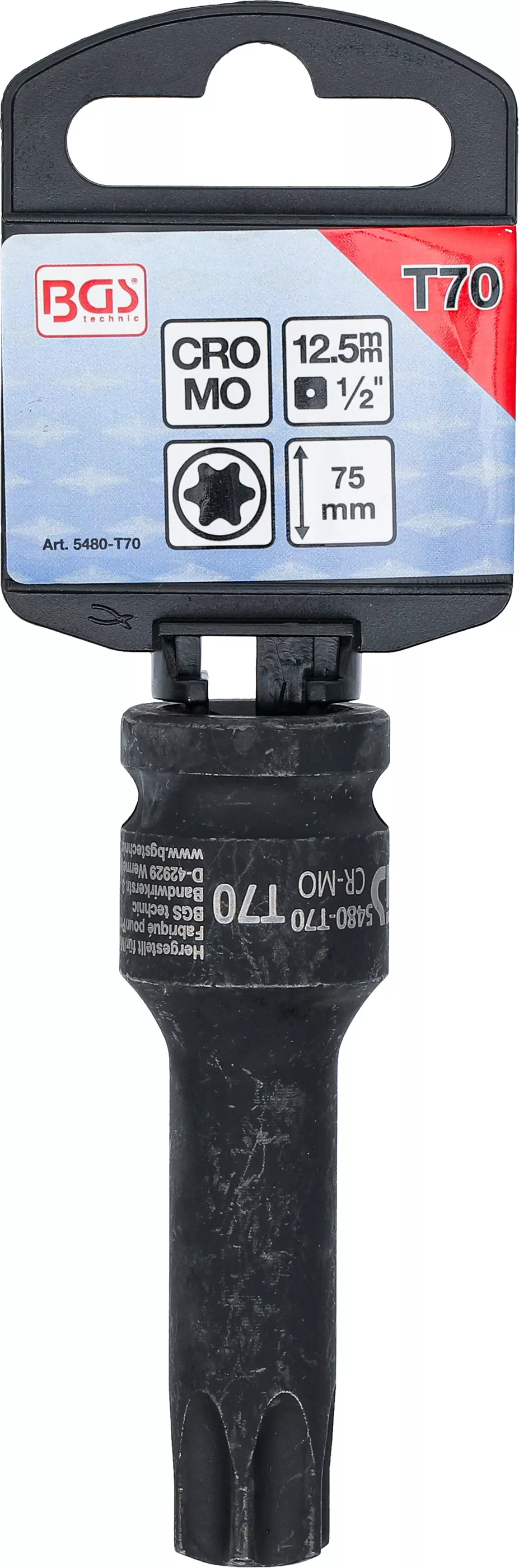 Rázový nástrčný klíč TORX T70 1/2 Boční pohled na rázový nástrčný klíč TORX T70 1/2
