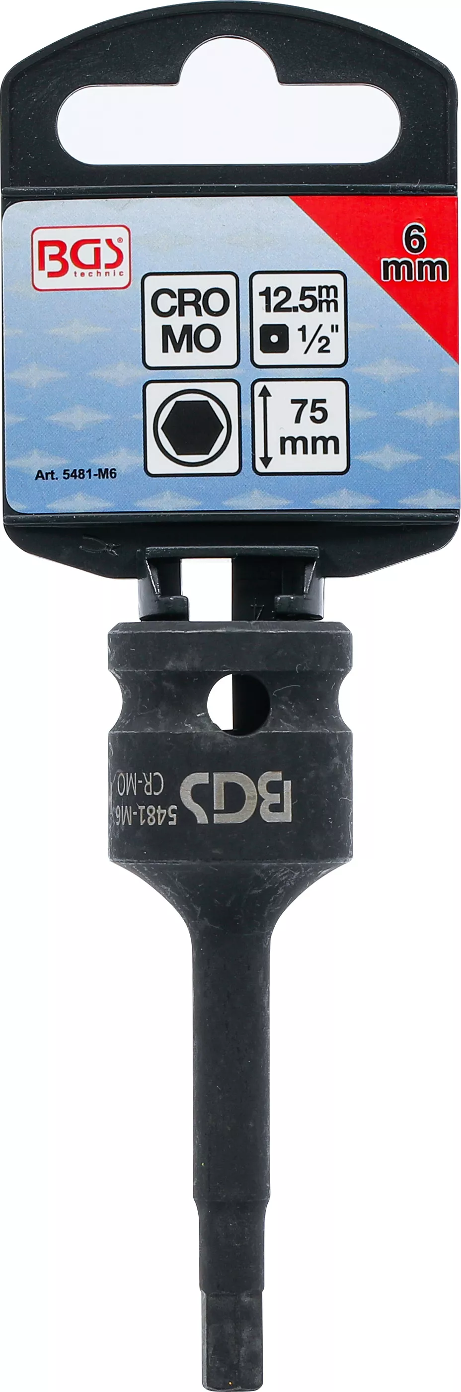 Rázový nástrčný klíč HEX 6 mm prodloužený Rázový nástrčný klíč HEX 6 mm – celkový pohled