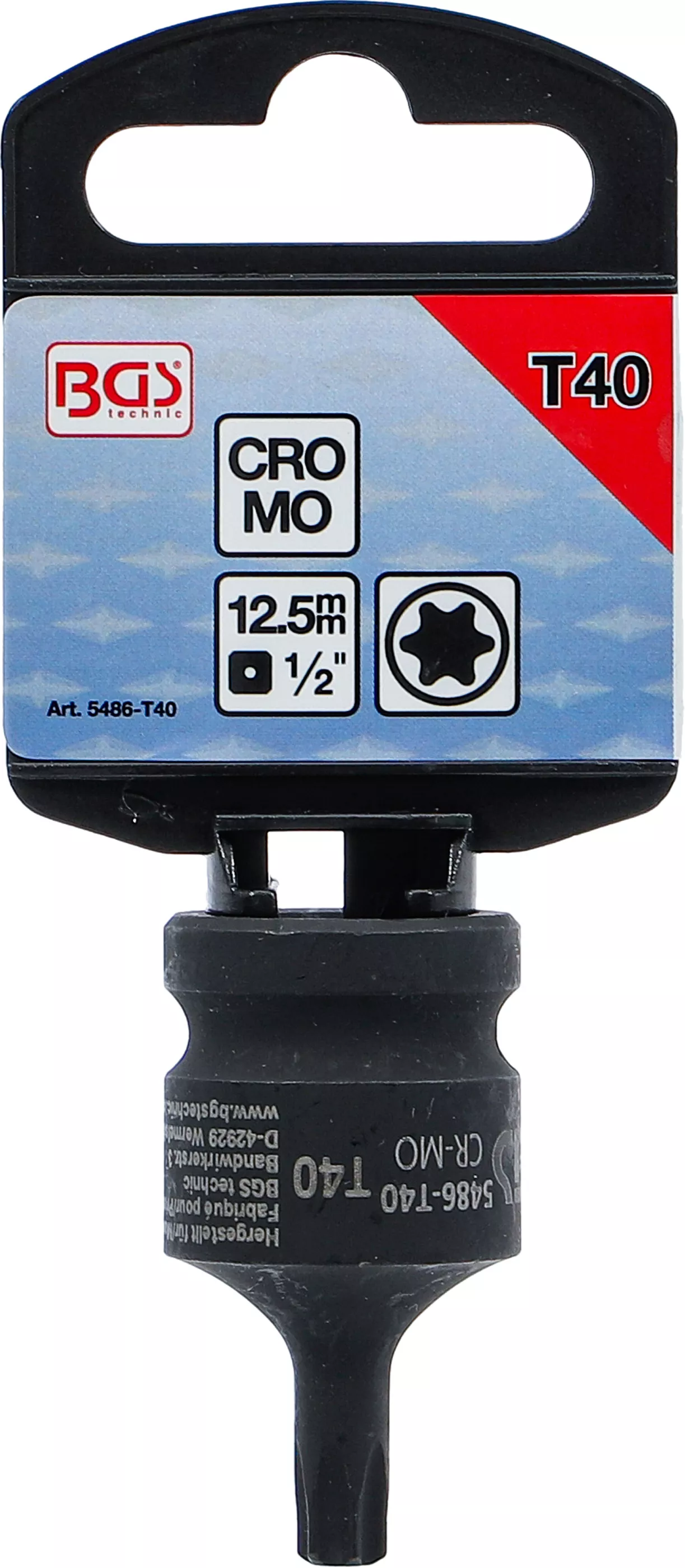 Profil TORX T40 – rázový nástrčný klíč BGS rázovný nástavec TORX T40, 1/2