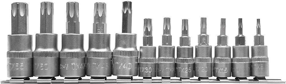 Sada hlavic s bity TORX 1/4" a 3/8" 12 ks - YT-04331