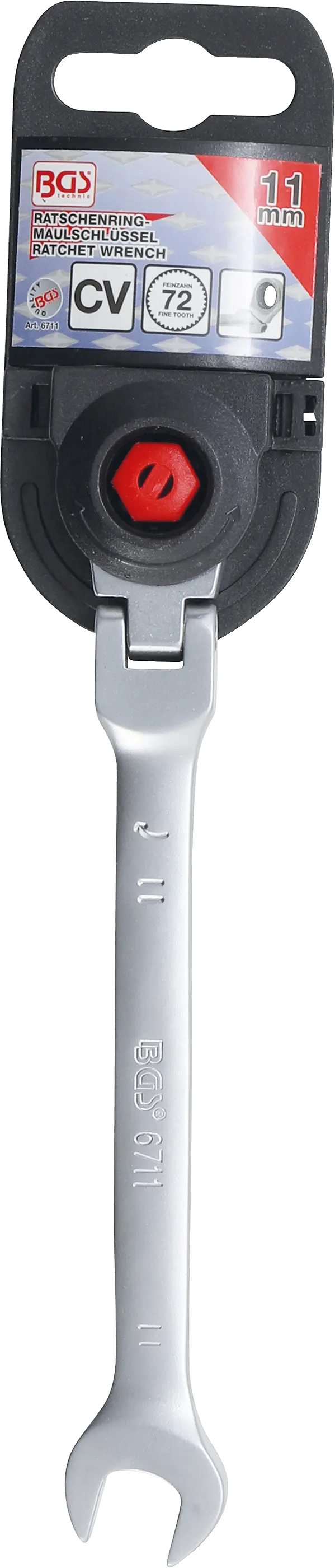 Balení ráčnového očkoplochého klíče BGS 11 mm s kloubem Balení ráčnového očkoplochého klíče BGS 11 mm s kloubem