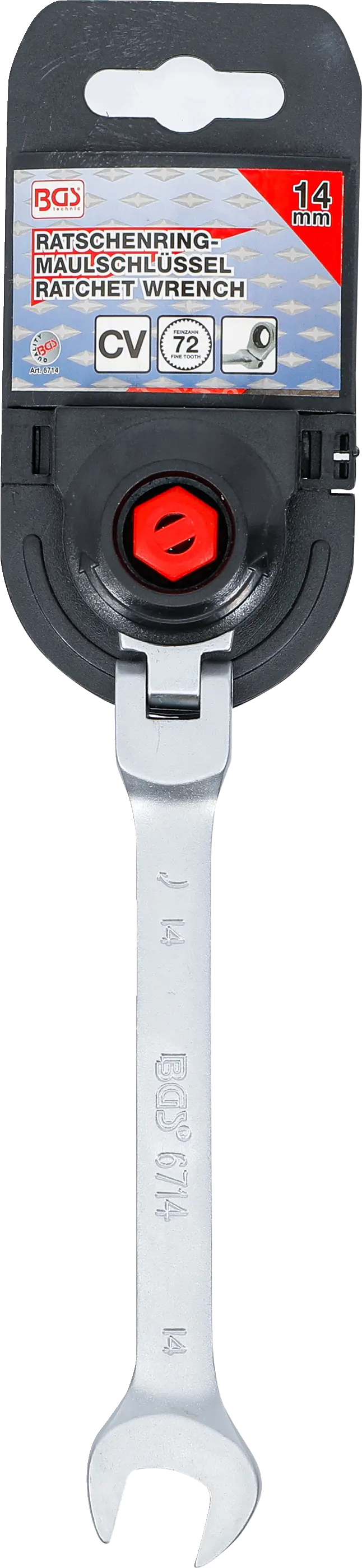 Balení ráčnového očkoplochého klíče BGS 14 mm s kloubem Balení ráčnového očkoplochého klíče BGS 14 mm s kloubem