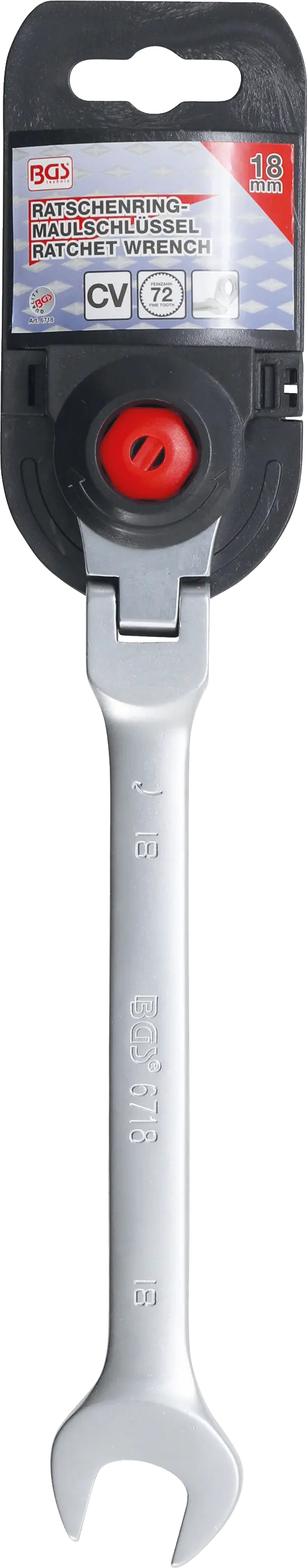Balení ráčnového očkoplochého klíče BGS 18 mm s kloubem Balení ráčnového očkoplochého klíče BGS 18 mm s kloubem
