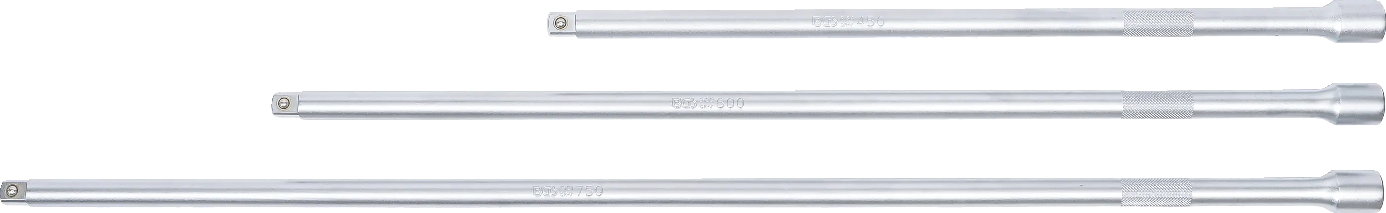 Detail prodlužovacích tyčí BGS 1/2 Detail prodlužovacích nástavců s vroubkovaným úchopem BGS