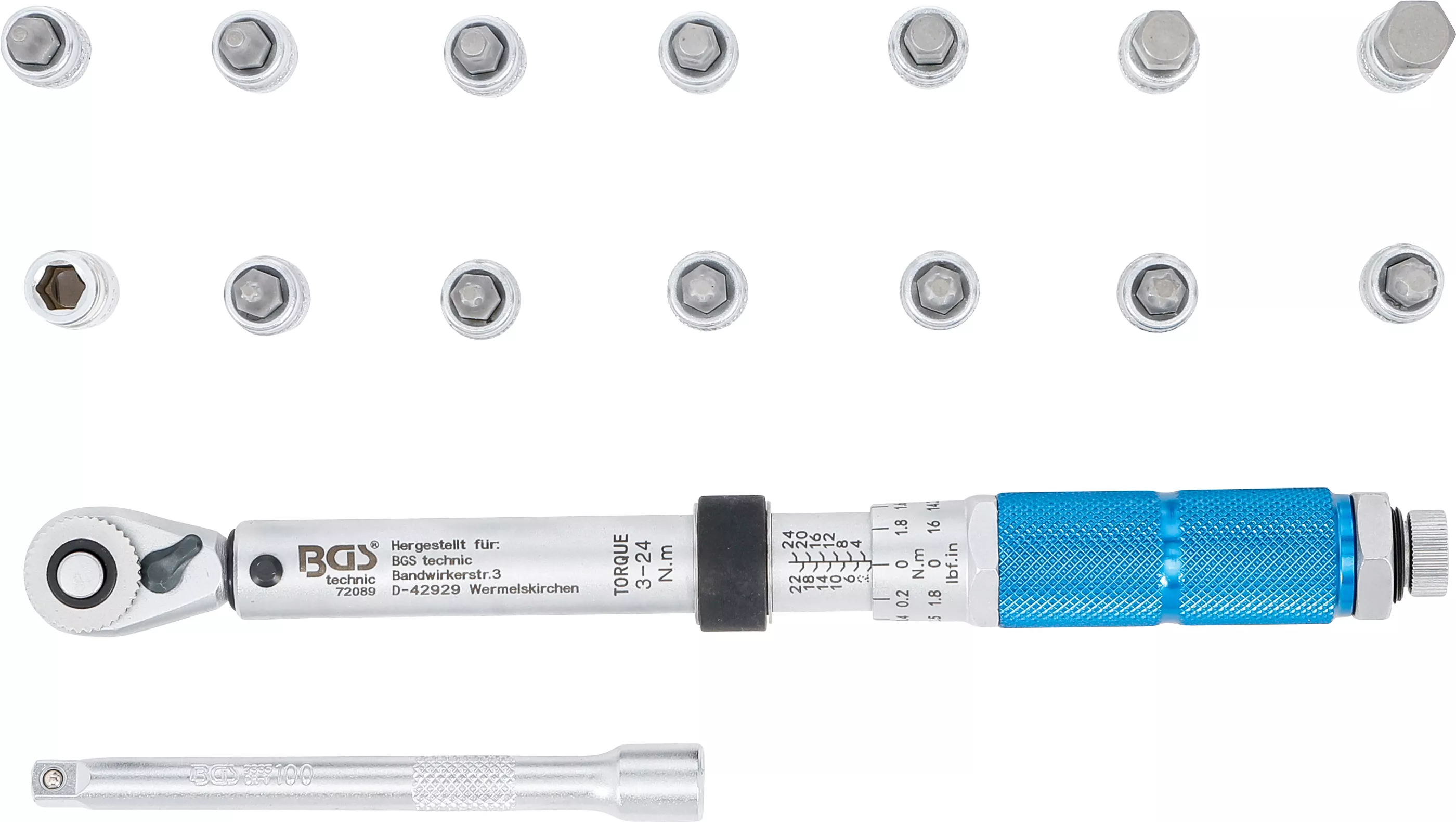 Sada momentového klíče BGS 72088 – obsah kufru