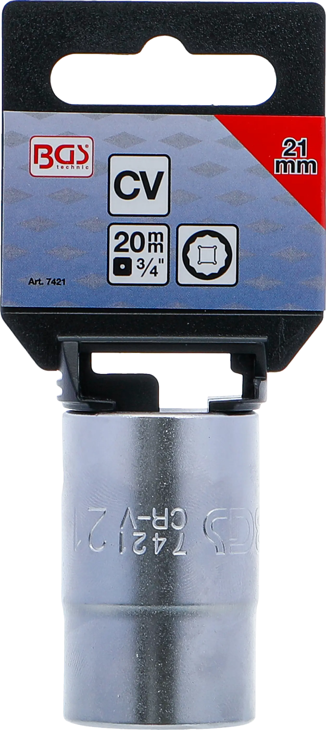 Matně chromovaná nástrčná hlavice BGS 21 mm Matně chromovaná nástrčná hlavice BGS 21 mm