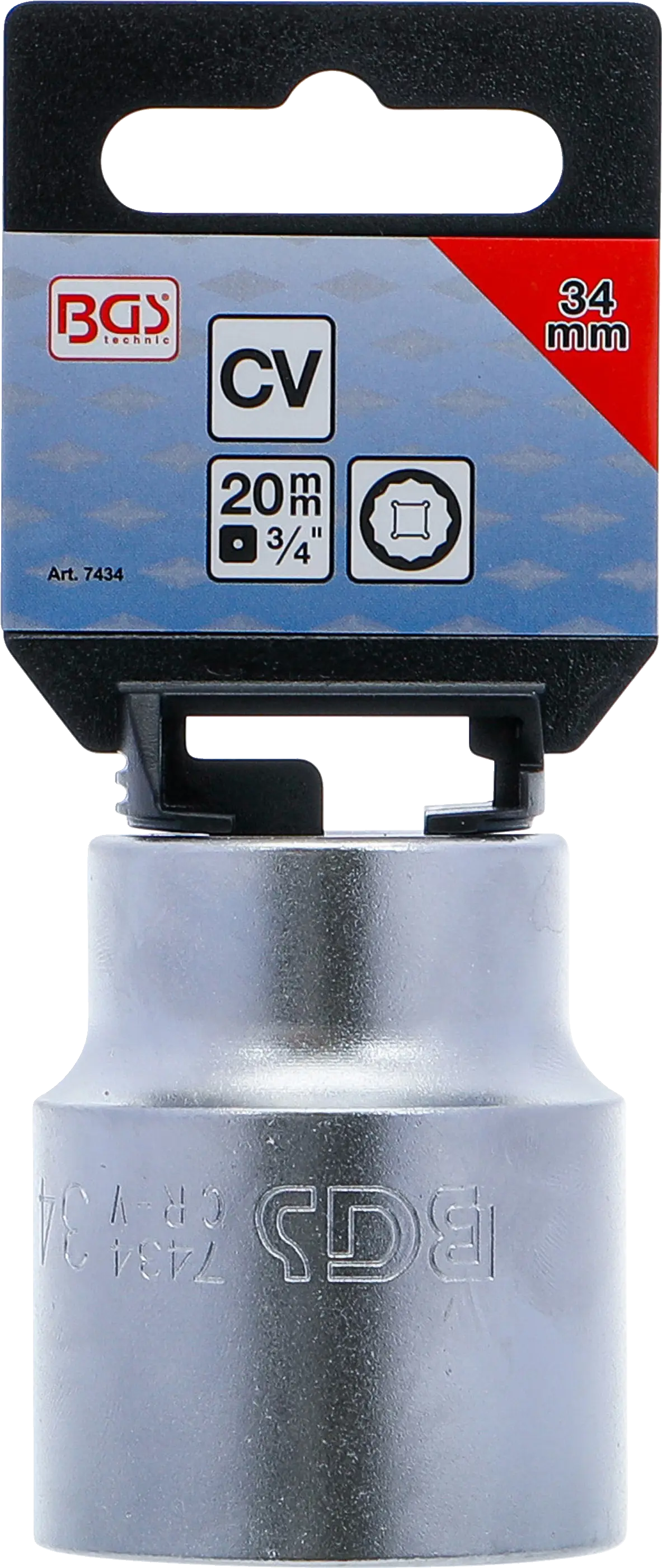 Matně chromovaná nástrčná hlavice BGS 34 mm Matně chromovaná nástrčná hlavice BGS 34 mm