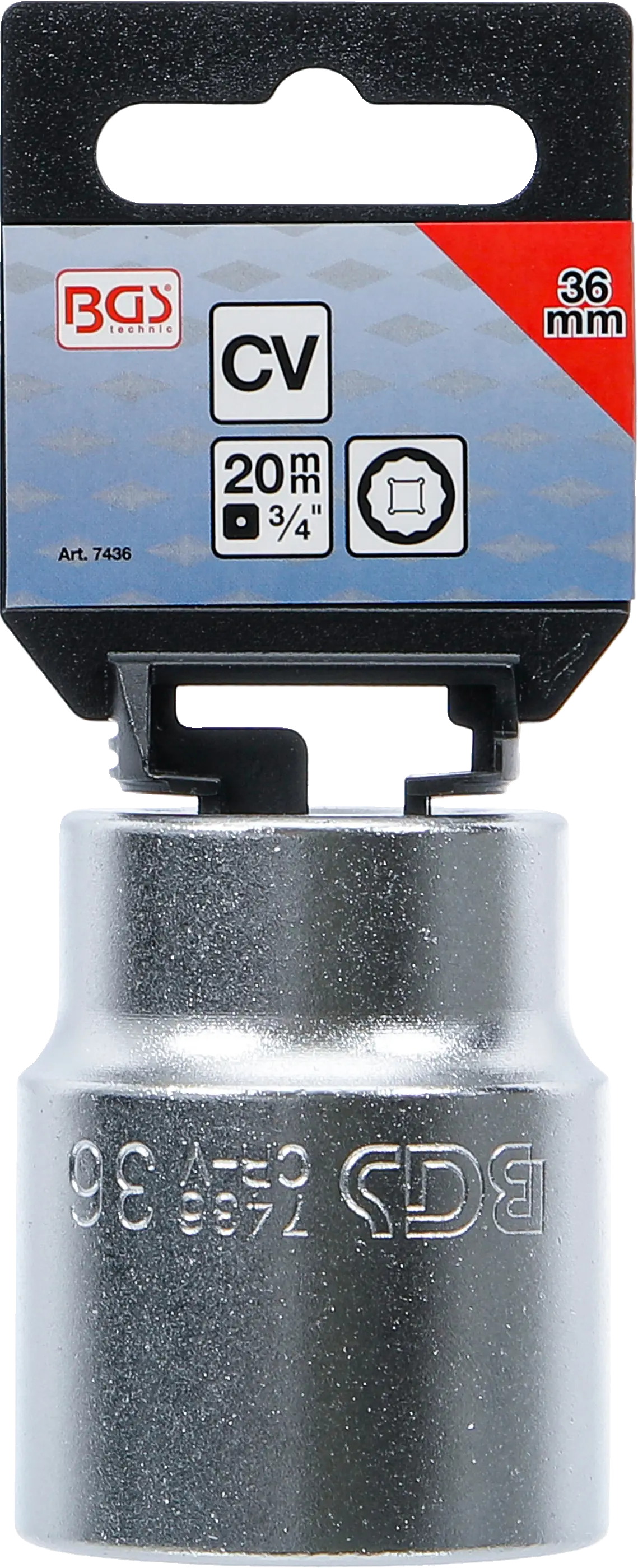 Matně chromovaná nástrčná hlavice BGS 36 mm Matně chromovaná nástrčná hlavice BGS 36 mm