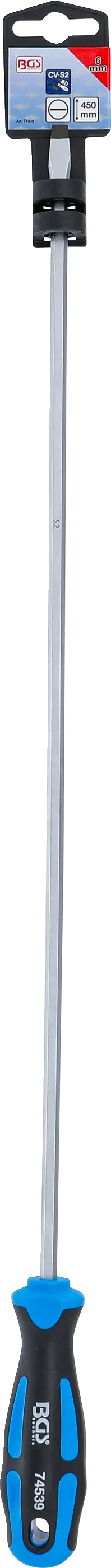 Plochý šroubovák BGS - B74539 v balení Plochý šroubovák v závěsném balení 6 mm, 450 mm - BGS