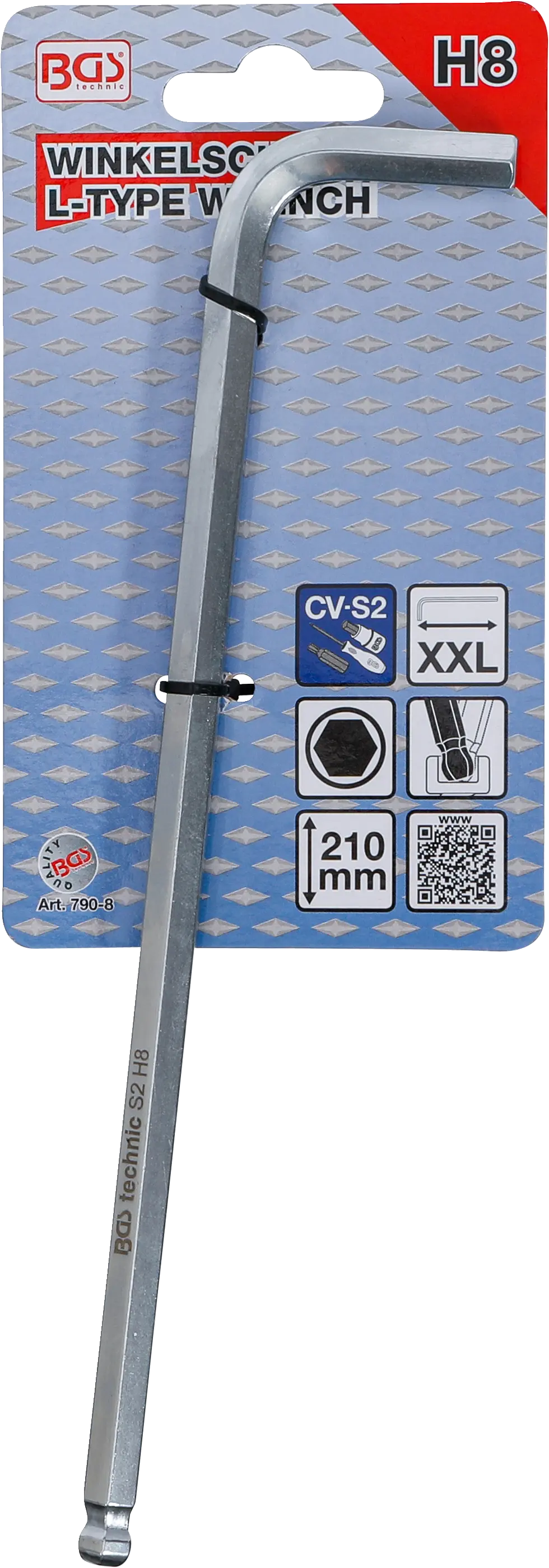 Balení dlouhého zahnutého klíče BGS 8 mm Balení dlouhého zahnutého klíče BGS 8 mm