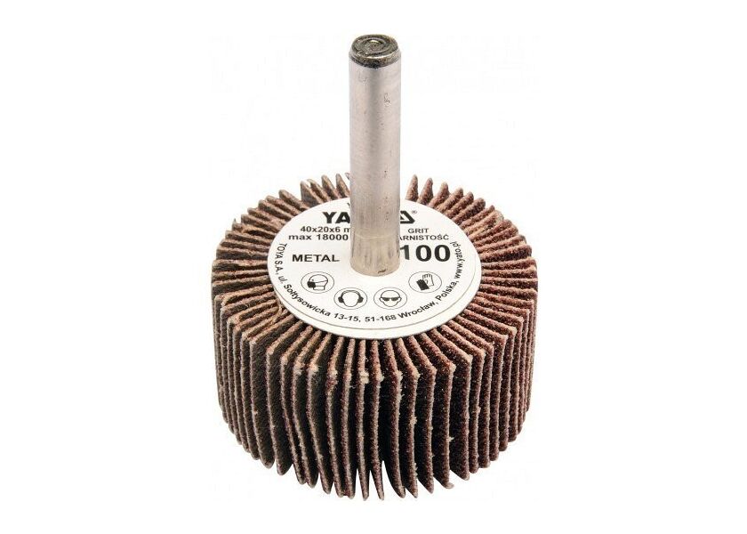 Kotouč lamelový radiální 40x20  P-150 s hřídelí 6 mm - YT-83356