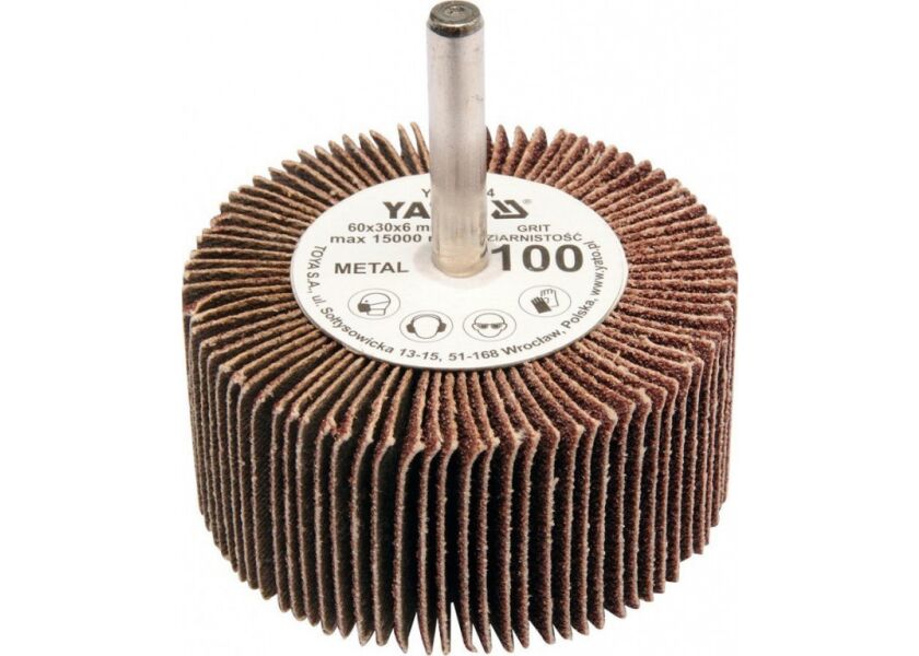 Kotouč lamenový radiální 60x30  P-120 s hřídelí 6 mm
