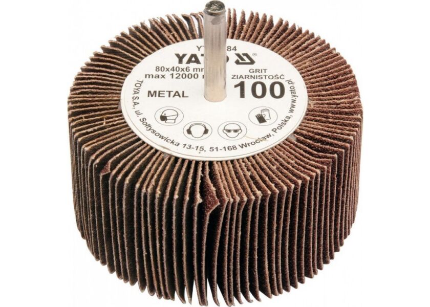 Lamelový radiální kotouč 80x40 s hřídelí 6 mm, hrubost P60.