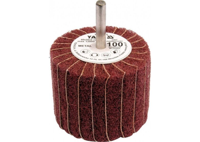 Radiální lamelový kotouč 60x50, s hřídelí 6 mm, s hrubostí P-100.