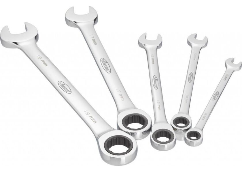 Sada očkoplochých ráčnových klíčů, dlouhé provedení, 5 dílná - V2820