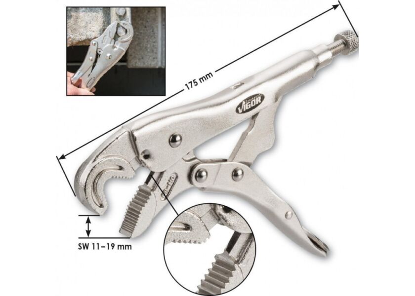 Čelisťové svírací kleště (11–19 mm), 175 mm dlouhé