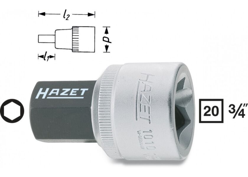 Hlavice s bitem HEX 3/4