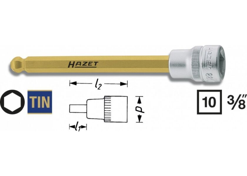 Hlavice s bitem HEX s kulovou hlavou 3/8