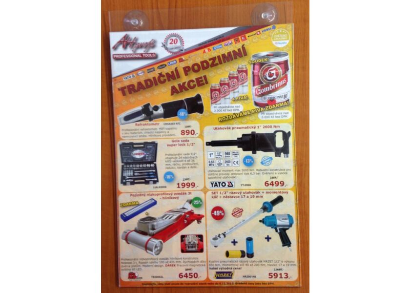 Plexi držák A4 s přísavkami - 713000391