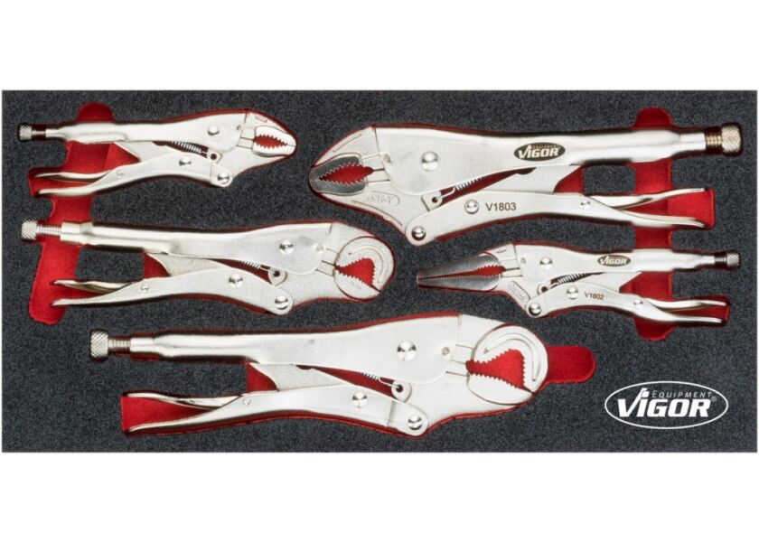 Samosvorné kleště 5 dílů ve výplni do dílenského vozíku - V5004