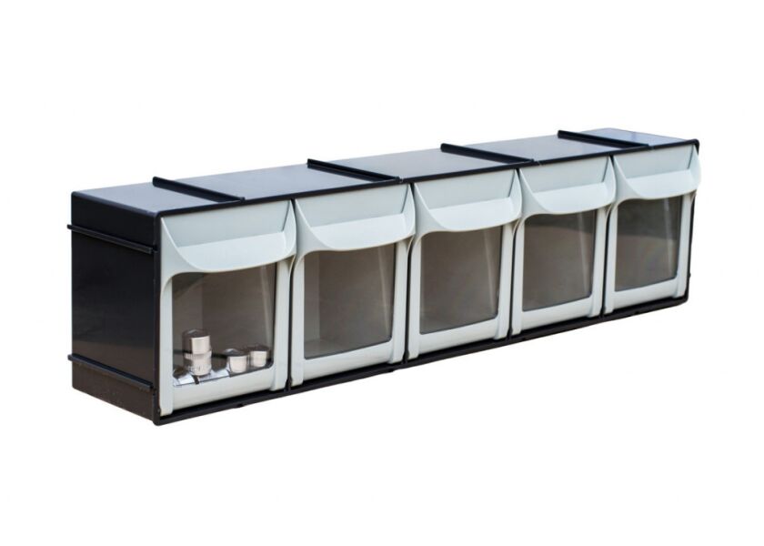 Organizér s pěti výklopnými zásuvkami pro šroubky a drobný spojovací materiál – FO-605
