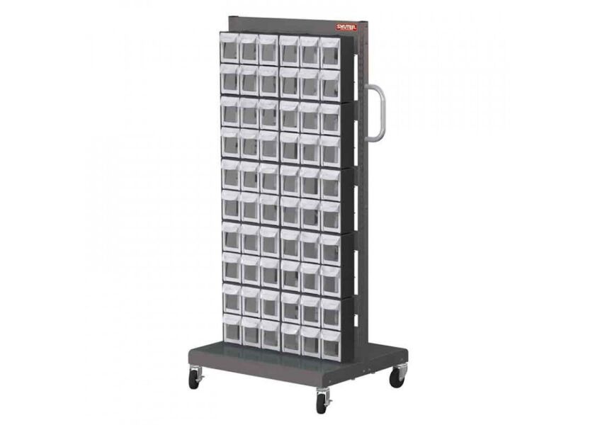 Mobilní dílenský stojan s 120 výklopnými boxy na šroubky a spojovací materiál – MS-26000