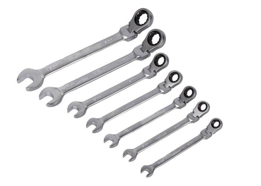Sada ráčnových očkoplochých flexibilních klíčů 7 ks, 8 - 19 mm - HT192504