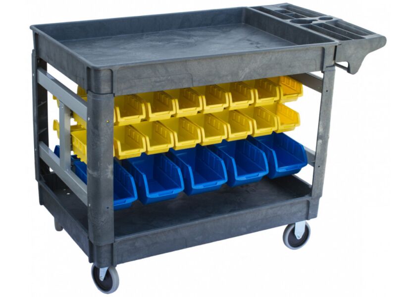 Dílenský vozík s boxy 950 x 650 x 855 mm, 42 boxů - PSB9565