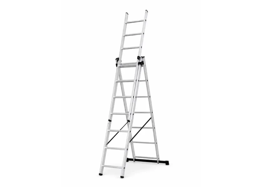 Hliníkový trojdílný žebřík 3x7 stupňů, 4,3 m, max. zátěž 150 kg - AH607A