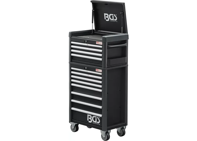 Dílenský vozík s nástavbou a nářadím, 12 zásuvek, 263 ks - B4088