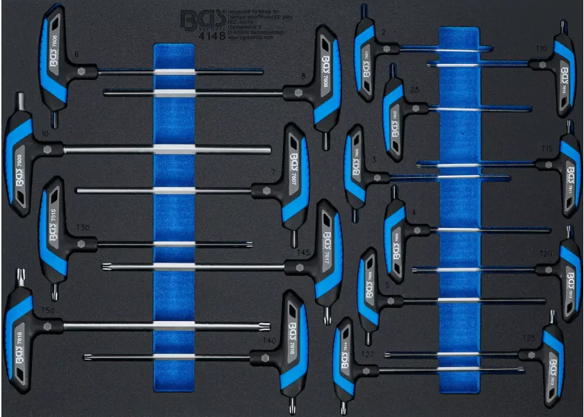 Sada šroubováků HEX a TORX s T-rukojetí v pěnové výplni, 18 ks - B4148