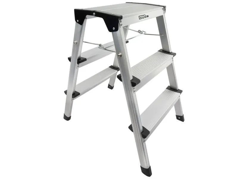Oboustranné hliníkové schůdky Güde GAT 3S, 2x3 stupně, max. zátěž 150 kg - GU40964