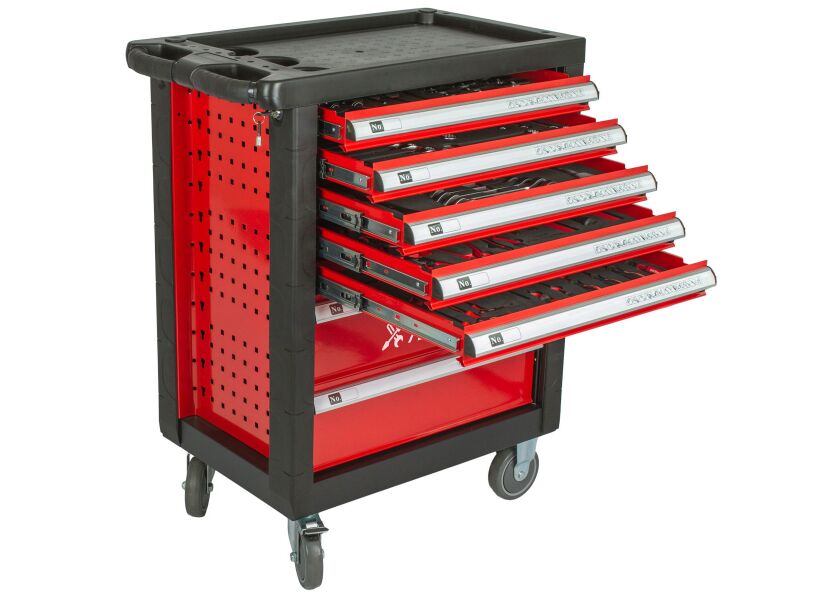 Dílenský vozík Deluxe s nářadím, 7 zásuvek - H14019N