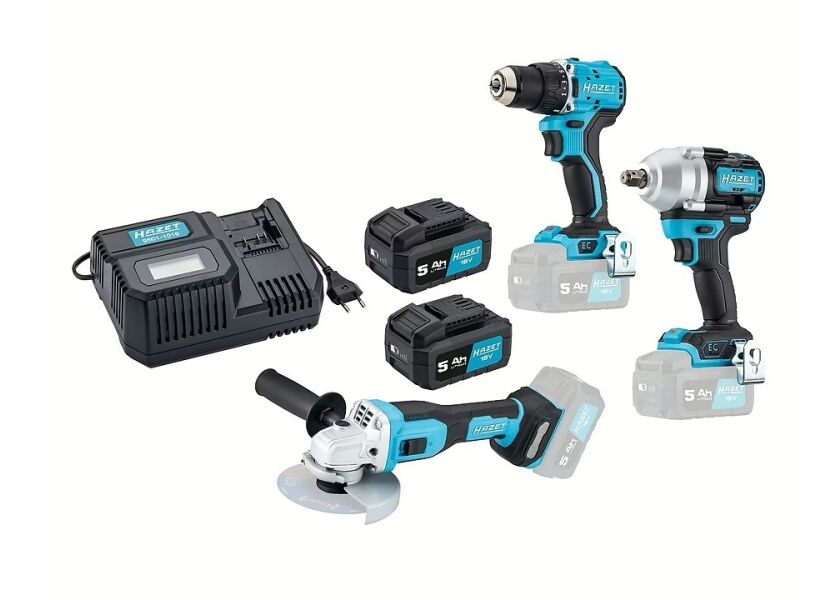 Aku vrtačka, ráz.utahovák, úhl.bruska, 2 baterie + nabíječka - HA265190