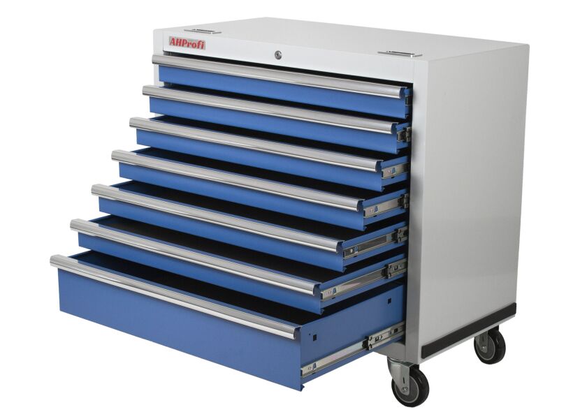 Celokovový dílenský vozík, 7 zásuvek - MTGC1307WB