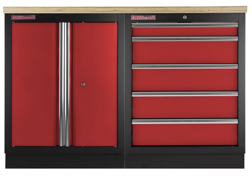 Sestava kvalitních PROFI RED dílenských skříněk s pracovní deskou - RTGS1300BAL08