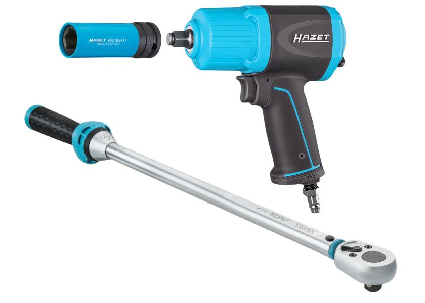 Sada momentového klíče s rázovým utahovákem a hlavicí 17 mm – Hazet