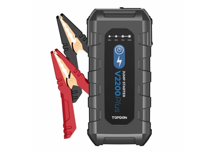 Jump starter TOPDON V2200Plus s připojenými svorkami, vysoká účinnost, kompaktní design, 16000 mAh, TOPV2200P