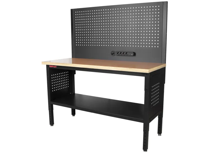 Dílenský stůl EXPERT se zástěnou, 152 cm, dřevěná deska - TSP6024BAL3
